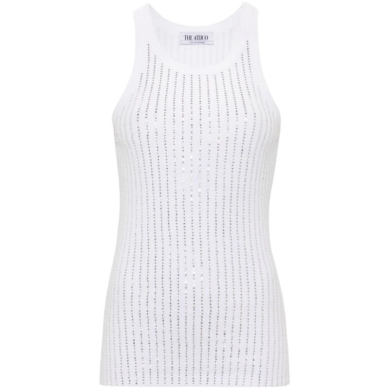 The Attico Women Strass Embellished Cotton Top